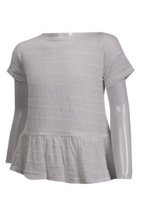 KD063 訂製女童白色短袖T恤 條紋 童裝製造商